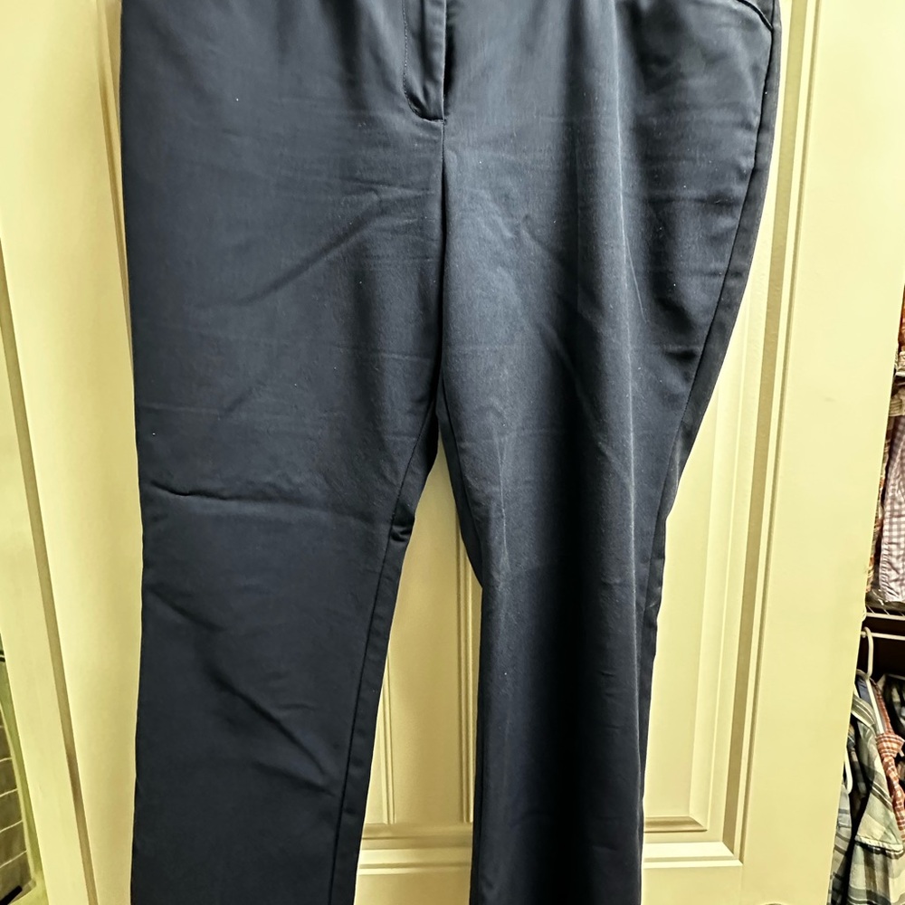 Classic Women's Navy Stretch Trousers size 16 tall 7th ave new york and co